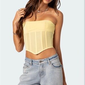 NEVER WORN yellow sheer Evangeline mesh corset from Edikted!!!! Size XS